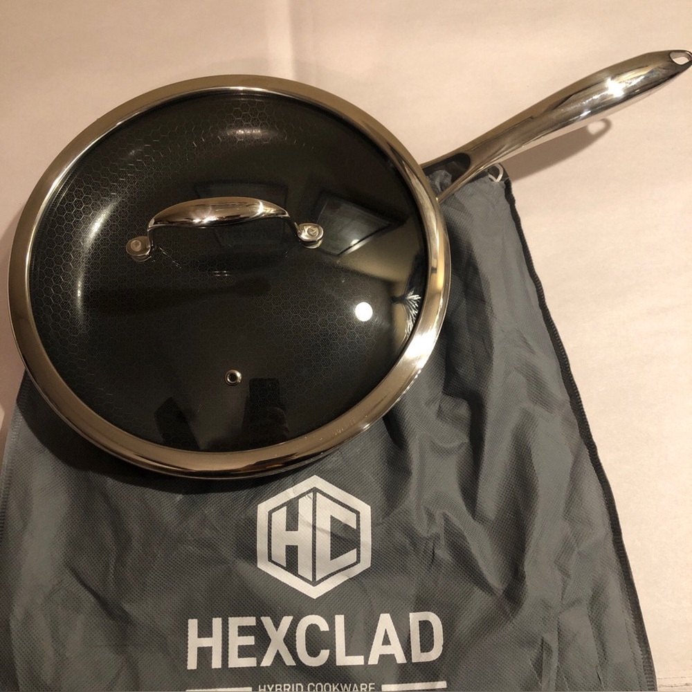 HEXCLAD 10" Frying Pan Hybrid Stainless Steel Non-Stick Fry Pan with Lid